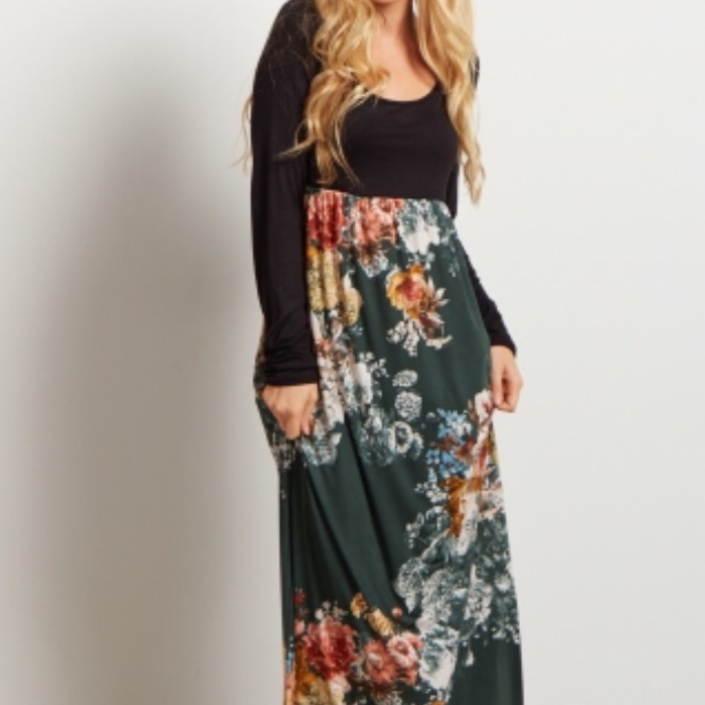 Large PinkBlush long sleeve floral dress